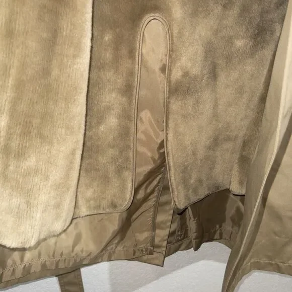 Vintage Hill & Archer Tan Faux Fur Lined‎ Belted Trench Coat Size 42R